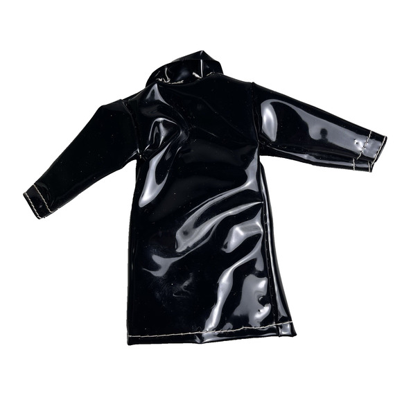 Vintage Barbie Clone Maddie Mod Black Shiny Raincoat VHTF Retro Fashion Wear - Picture 2 of 8